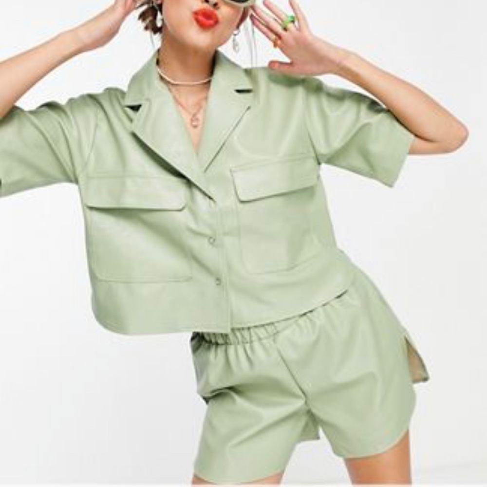 Sage Faux Leather Co-ord